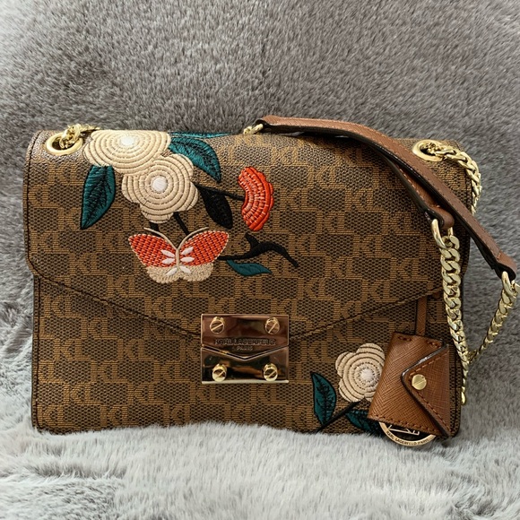 KARL LAGERFELD LEATHER SLING BAG - Picture 1 of 12